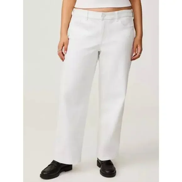 Torrid Cotton White Perfect Wide Leg Vintage Stretch Mid Rise Jeans Size 10T - Picture 2 of 13